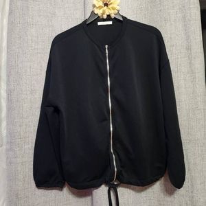 Zara Black Drawstring jacket with pockets Size Small